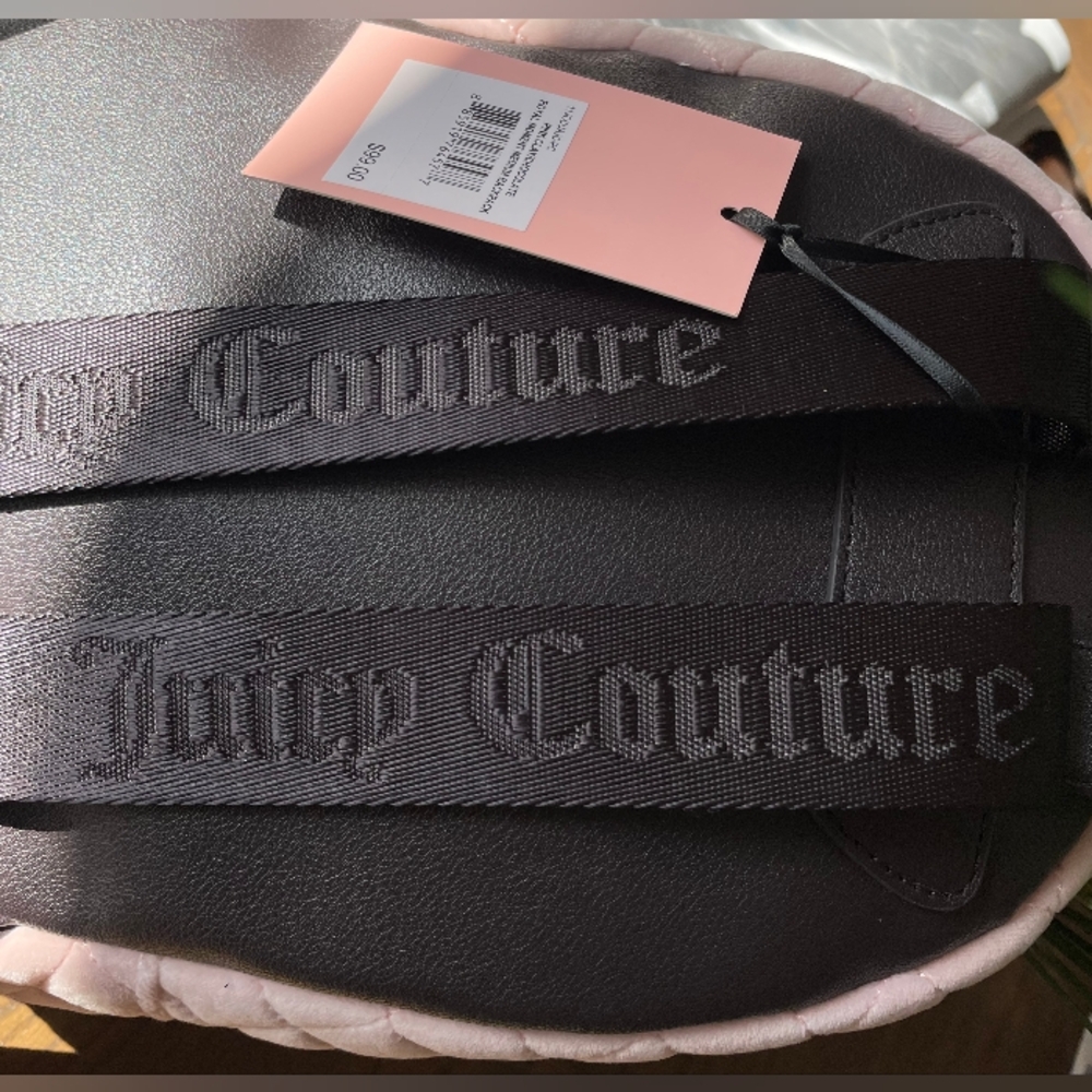 Juicy Couture 💅✨ Soft Pink Royal Moment Velour Velvet Backpack Bag Handbag NWT - Picture 6 of 9